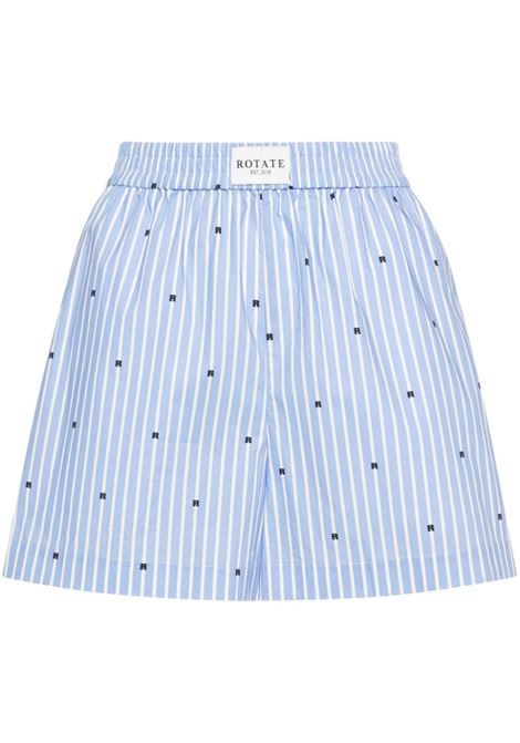 Blue logo-print striped shorts Rotate - women